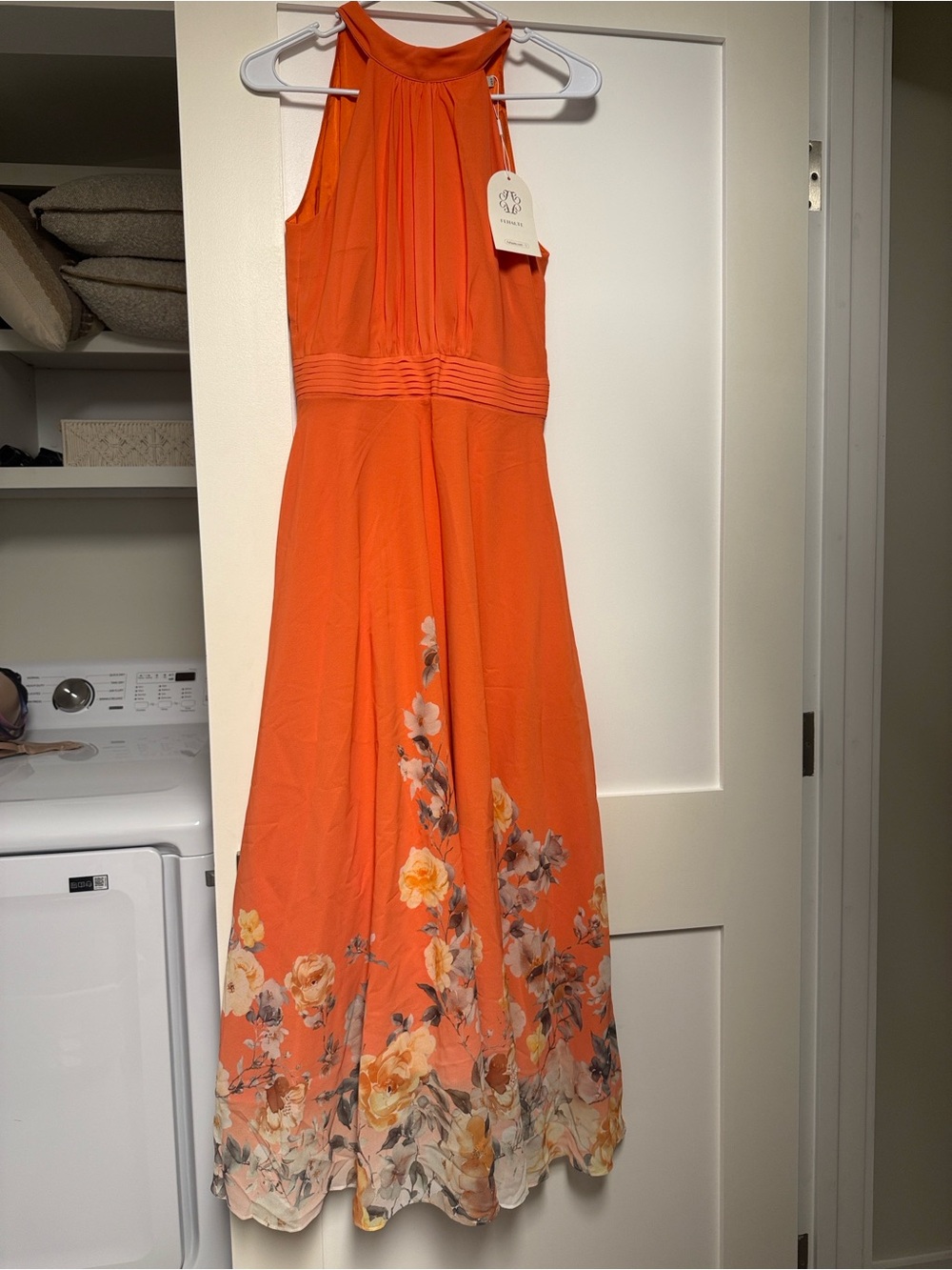 Sleeveless Orange Floral Maxi Dress